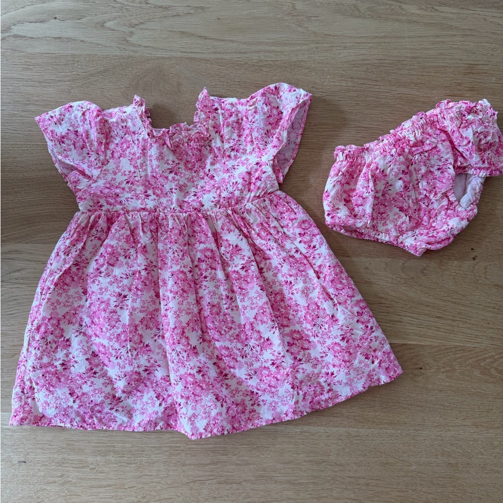 LoveShackFancy Pink Floral Cotton Dress with Bloomers
